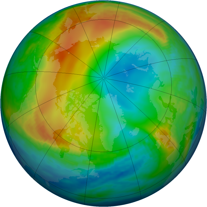 Arctic ozone map for 18 December 1984